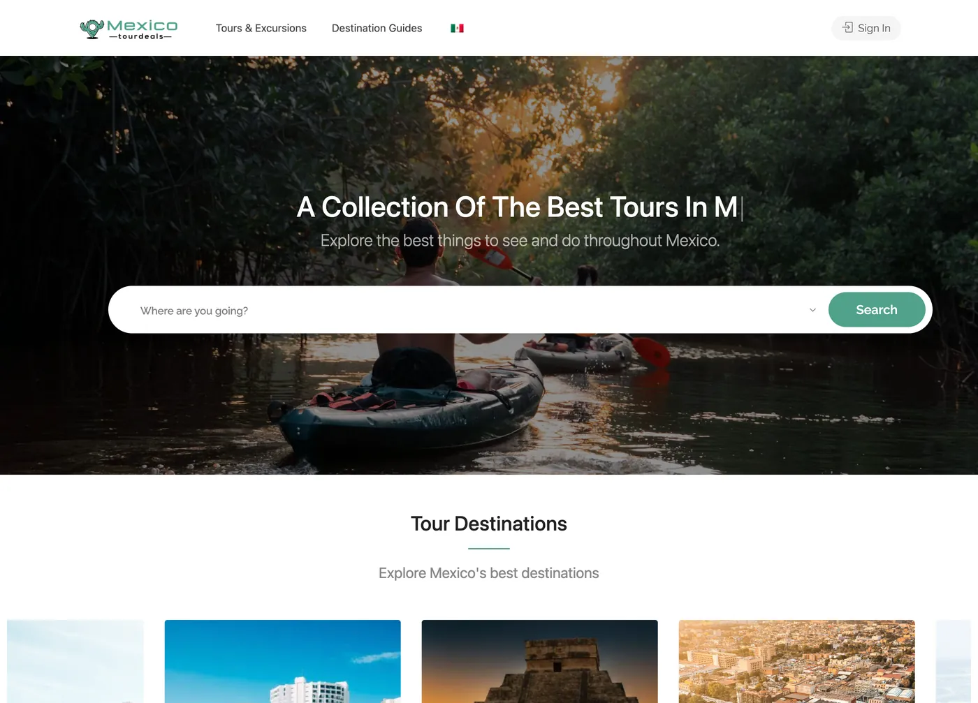 Mexico Tour Deals website screenshot