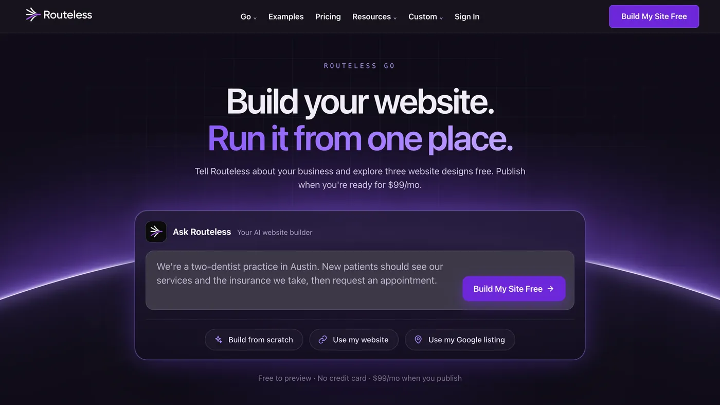 Routeless Go website screenshot